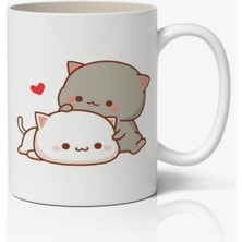 Sevimli Kedili Tasarımlı Beyaz Kahve Kupası, Şık ve Kullanışlı Hediye Seçeneği