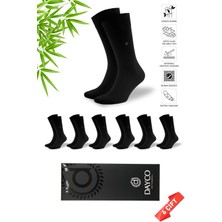 Dayco Siyah Renk Yazlık Soket Erkek Bambu Çorap 6'lı Set Battal - 45-47