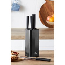 Şık Siyah 6 Parça Standlı Bıçak Seti, Mutfağınıza Zarafet Katın