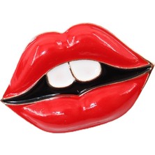 Keeba Seni öpeceğim Kırmızı dudaklar broş tavşan dişli dudaklı tasarım kadın yaka iğnesi