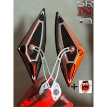 Cg Cup Scooter Motosiklet Modifiye Gri Üçgen Yarasa Ayna TAKIMI(10MM8MM)+TZMNYA Sticker