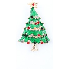 Keeba Yeni yıl ışıltısı Yılbaşı ağacı broş yeşil mineli tonlu çam ağaçlı taşlı erkek kadın yaka iğnesi.