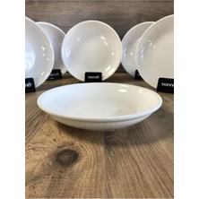 Beyaz 6'lı 20 cm Çukur Yemek Tabağı Seti, Şık ve Dayanıklı Porselen Ürün.