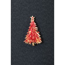 Keeba Umutla yeşeren Çam ağacı broş ateş tonlu gold dallı kristal taşlı erkek kadın ağaçlı yaka iğnesi.