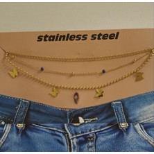 Kadın Kelebek Detaylı Çelik Bel Zinciri