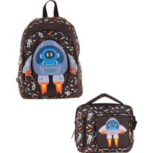 Kaukko Bright 3D Roket Desenli 2li Okul Çanta Seti