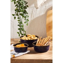 Lacivert Emaye 3'lü Kase Seti, Şık ve Kullanışlı Mutfak Aksesuarı