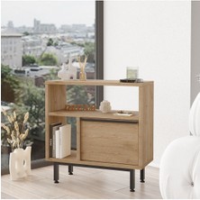 Bohem Yan Sehpa Komodin Kapaklı Metal Ayaklı Sepet Boh6-S