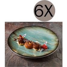 Yeşil 21CM 6'lı Seramik Pasta ve Tatlı Tabağı Takımı