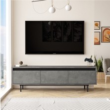 Arya 160CM Tv Ünitesi Sehpası Metal Ayaklı Beton-Siyah Ary1-Rl