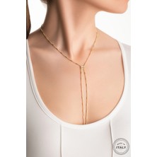 So CHIC Luce 18 Ayar Sarı Altın Kaplama 45 Cm Gümüş Y Kolye