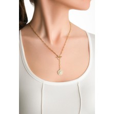 Büyülü Yonca 18 Ayar Sarı Altın Kaplama 45 cm Gümüş Y Kolye