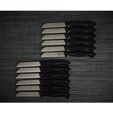 12'li Simli Delikli Tırtıklı Siyah Meyve Bıçağı Seti