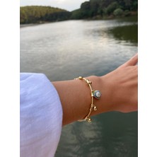 Pndr Model Nazar Boncuklu Gold Bileklik