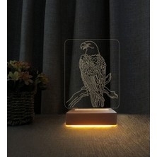 Renkli 3D Kartal Tasarımlı LED Masa Lambası Hediye