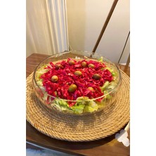 El Yapımı Cam Büyük Salata Kasesi, 24X6.5 Cm, Kırmızı, Şık ve Dayanıklı Sunum Çanağı