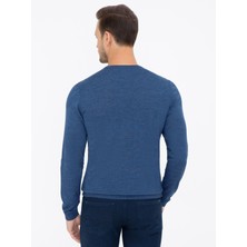 Cacharel Erkek İndigo Slim Fit Bisiklet Yaka Basic Triko Kazak 50237038-VR028