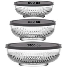 Gri Tokyo 3'lü Saklama Kabı Seti, 600CC-880CC-1500CC, Dayanıklı ve Şık Tasarım