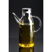 Şeffaf Oval Cam Yağdanlık, Metal Kapak, 750ML, Şık ve Kullanışlı Tasarım