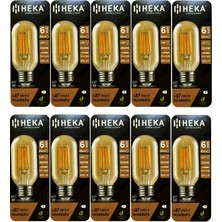 (10 Adet) Heka 6W (48W) 2500K (Günışığı) E27 Duylu (Kalın Duy) Şeffaf LED Ampul