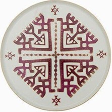 Turuncu Arabesque Desen 6 Düz Tabak 18CM Şık ve Modern Tasarım