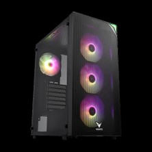 Vento VG3400S Mid Tower, Siyah, Temperli Cam, Rgb, Atx Gamıng Kasa (Psu Yok)