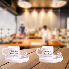 Isme Özel Anne Kız Tasarımlı Renkli Türk Kahve Fincanı Seti