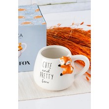 Sevimli Tilki Temalı 483 ml Seramik Kupa/mug, Beyaz Renk