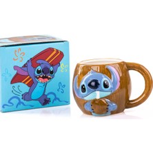 Renkli 3D Stitch Temalı Porselen Kupa, 320ML, Hediyelik Kutulu