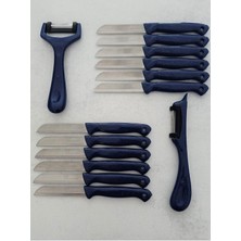 12'li Meyve Sebze Doğrama Bıçağı ve 2'li Soyacak Seti, Lacivert