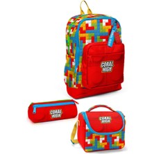 Desenli 3’lü Okul Çanta Seti Set Sırt Çantası Beslenme Çanta Kalemlik