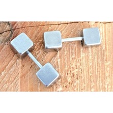 Çelik Gümüş Renk Kare Unisex Küpe