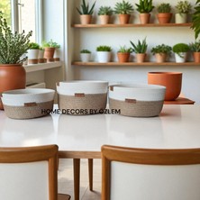 Home Decors By Özlem 3 Lü Hasır Sepet (24X12-22X10-20X8CM) Hasır&ekru Düzenleyici Dekorasyon Sunum Mutfak Banyo Organizer