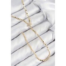 Pirinç Zirkon Taşlı Ezme Zincirli Deniz Yıldızı Model Gold Renk Y Kolye