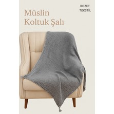 Rozet Tekstil Koltuk Şalı – Tv Battaniyesi  Pamuk Doğal 4 Katlı Müslin Kumaş