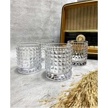 El Yapımı Cam Lüx Model 4'lü Viski ve Meşrubat Bardak Seti, Turuncu