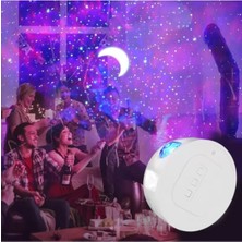Yıldızlı Gökyüzü Projektör, Şarjlı Lazer Gece Lambası, Beyaz Renk