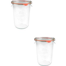 2'li Turuncu Cam Kavanoz Saklama Kabı, 850 Ml, Şık ve Pratik Saklama Çözümü