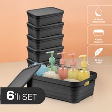 6'lı Kapaklı 8,2 Litre Saklama Kutusu Antrasit