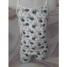 Beyaz Üzerine Renkli Balerin Desenli %90 Pamuk %10 Elastan Ip Askılı Atlet ve Şort Kız Çocuk Takım