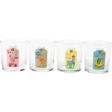 Pembe 4'lü 380 ml Hayvan Temalı Şık Bardak Seti