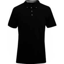 Uki Siyah Comfort Fit Polo Yaka Pike T-Shirt