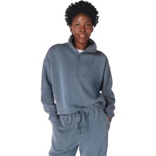 Sweaty Betty Sand Wash Funnel Neck Half Zip Kadın Mavi Sweatshirt