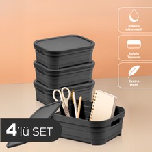 4'lü Kapaklı 2,8 Litre Saklama Kutusu Antrasit