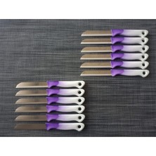 Ebruli Mor-Beyaz Meyve ve Sebze Bıçakları, 12'li Set