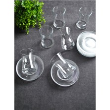 12 Parça Beyaz Çay Bardağı ve Tabağı Seti, Şık ve Zarif Tasarım