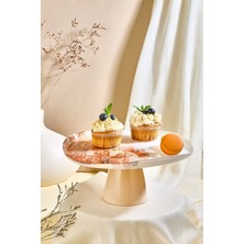Bej Renkli 28 cm Ayaklı Pasta Servis ve Sunum Standı