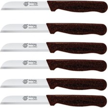 6'lı Simli Meyve Bıçak Seti, Şık Kahverengi Tasarım