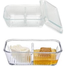 Turuncu Bölmeli Cam Kahvaltılık Seti, 2 Parça, Şık ve Kullanışlı Tasarım