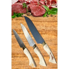 Beyaz 3'lü Mutfak, Kurban ve Çeyiz Bıçak Seti, Şık ve Kullanışlı Ürünler